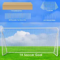 StarTech.com Garten Fußballtor - Tor 366x183 cm - Tragbar - Wetterfestes Stahlgestell - Mit Netz und Bodenankern - Für Kinder und Erwachsene