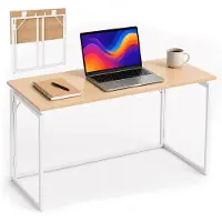 Relaxdays Schreibtisch, HxBxT: 74 x 100 x 50 cm, klappbar, platzsparend, Arbeitstisch, Bürotisch Home Office, natur/weiß