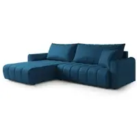 Masseno Ecksofa FRIGA mit Schlaffunktion L-Form, Sofa mit Bettkasten, Wohnzimmersofa, Couch, Soffa, Bettsofa, Couchgarnitur- Blau, MONOLITH 77