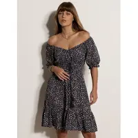 Apricot Minikleid "Gepunktetes Mini-Kleid" mit Bardot-Ausschnitt