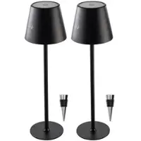 Lunartec 2er-Set 2in1-LED-Tischleuchten und -Flaschenaufsätze, RGBW, Akku, IP44