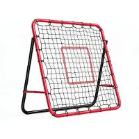 StarTech.com Fußball Trainingsnetz - Rebounder 120x120 cm - Verstellbarer Stahlrahmen - Tragbar für Garten - Pass Volley Ballkontrolle - Rot