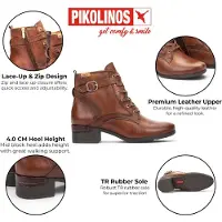 Pikolinos braune Leder-Schnürstiefel mit mittlerem Absatz – Malaga