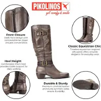 Pikolinos graue Lederstiefel mit hohem Absatz – Utiel