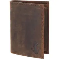 OXMOX Leder Geldbörse Leather RFID Protect Kombibörse Freedom Anchor Embossed Vintage Dark Brown dunkelbraun