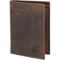 OXMOX Leder Geldbörse Leather RFID Protect Kombibörse Turtle 2.0 Embossed Vintage Dark Brown dunkelbraun