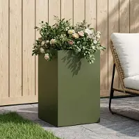 Prolenta Maison Exclusive - Garten-Pflanzgefäß Olivgrün 30 x 30 x 40 cm Kaltgewalzter Stahl