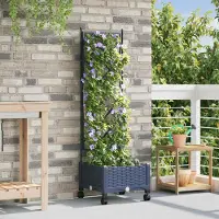 Prolenta Maison Exclusive - Pflanzkübel mit Spalier und Rädern Grau 40 x 40 x 131,5 cm PP