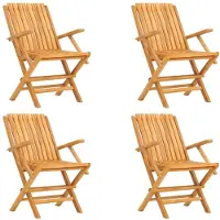 vidaXL Klappstühle, 4 Stück, 61 x 67 x 90 cm, Massivholz Teak
