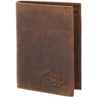 OXMOX Leder Geldbörse Leather RFID Protect Kombibörse Crab 2.0 Embossed Vintage Dark Brown dunkelbraun