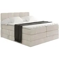 ALTDECOR Boxspringbett mit Matratze und Lattenrost, Topper, Polsterbett mit Bettkasten, Bett mit Stauraum H3- und H4- Matratze, Doppelbett, Springboxbett -LIRO KING-200x200 - Beige Casablanca