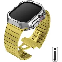 StarTech.com Edelstahlarmband mit TPU-Schutzhülle für Smartwatch - Armband und Hülle - 42/44/45 mm - Gold-Silber