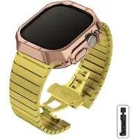 StarTech.com Armband für Apple Watch - Metallarmband mit Hülle - Edelstahl - TPU-Hülle - Ultra 1/2 49 mm - Gold/RG