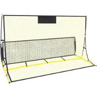 StarTech.com Fußball Rebounder - Doppelseitiges Trainingsnetz-Tor - Hohe und niedrige Rückprallwand - Tragbarer Rahmen - 210x120x85 cm - Gelb