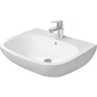 Duravit Waschtisch D-Code 65x50cm, m HL, ÜL, Hahnlochbank, weiß