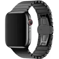 StarTech.com Edelstahlarmband - Smartwatch-Armband - Butterfly-Verschluss - Perlendetail - Größen 42/44/45/46/49 mm - Schwarz