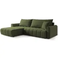 Masseno Ecksofa FRIGA mit Schlaffunktion L-Form, Sofa mit Bettkasten, Wohnzimmersofa, Couch, Soffa, Bettsofa, Couchgarnitur- Olivgrün, ARAGON 39
