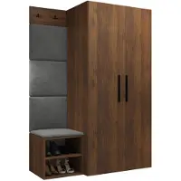 Mirjan 24 Garderoben-Set Medi IV, Schuhschrank, Kleiderhakenbrett, 4x Paneel 42x42, 2 Kleiderhaken (Farbe: Nuss Warmia, Polo 894)