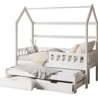 Mirjan 24 Kinderbett Tymon II 90, Kinderzimmer Bett mit Lattenrost, Holzkonstruktion (Farbe: Weiß, Größe: 90x200 cm)