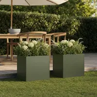 Prolenta Maison Exclusive - Garten-Pflanzgefäß 2 stk. Olivgrün 20 x 20 x 20 cm