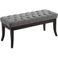 DELUKE Sitzbank CANNES Stoff Grau 100x38x46cm Dunkelbraun Sitzbank Flur Sitzhocker Esszimmerbank Polsterbank Schlafzimmer