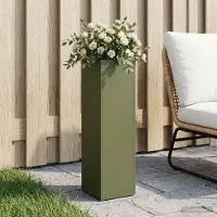 Prolenta Maison Exclusive - Garten-Pflanzgefäß Olivgrün 20 x 20 x 75 cm Kaltgewalzter Stahl
