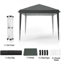 StarTech.com Gartenpavillon - Faltpavillon - 3 x 3 m - Oxford-Gewebe - Aluminiumrahmen - UV-Schutz - Grau
