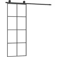 vidaXL Schiebetür mit Beschlag 76x205 cm ESG-Glas & Aluminium