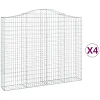 vidaXL Gabionen mit Hochbogen 4 Stk. 200x30x160/180cm Verzinktes Eisen