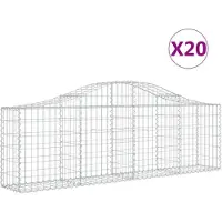 vidaXL Gabionen mit Hochbogen 20 Stk. 200x30x60/80 cm Verzinktes Eisen