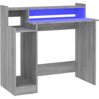 vidaXL Schreibtisch mit LEDs Grau Sonoma 97x45x90 cm Holzwerkstoff