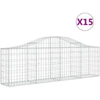 vidaXL Gabionen mit Hochbogen 15 Stk. 200x30x60/80 cm Verzinktes Eisen