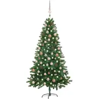 vidaXL Künstlicher Weihnachtsbaum mit Beleuchtung & Kugeln 180 cm Grün