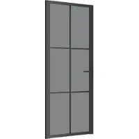 vidaXL Innentür 83x201,5 cm Schwarz ESG-Glas und Aluminium