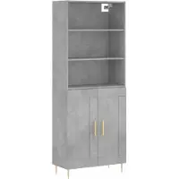 vidaXL Highboard Betongrau 69,5x34x180 cm Holzwerkstoff