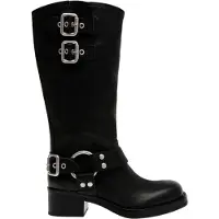 Steve madden - "Eastern" Motorrad-Stiefel für Damen, Leder, mit Schnalle (Schwarz)