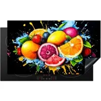 MuchoWow HERDABDECKPLATTE Obst - Graffiti - Bunt - Orange - Erdbeere - Abstrakt Induktionsschutz 91.6x52.7 cm