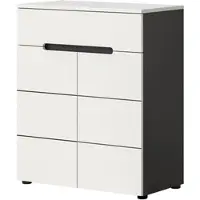 Inn.Furn SCHUHKOMMODE weiß, grau, Flurkommode 80 x 94 cm, Vollauszug und Soft-Close