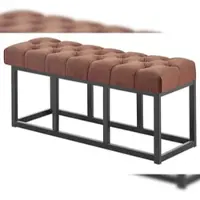 DELUKE Sitzbank MEXICO Stoff Braun 100x38x46cm Sitzbank Flur Sitzhocker Esszimmerbank Polsterbank Schlafzimmer