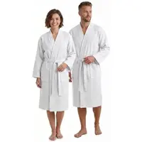 NYVI Bademantel NYVISpa Waffelpique - Unisex Saunamantel für Damen & Herren aus 100% Baumwolle - luftig leichter & atmungsaktiv Farbe:Weiß;Größe:3XL