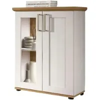 Inn.Furn VITRINE weiß Lärche, Eiche Artisan 64 x 88 cm, Kommode im Landhaus-Stil