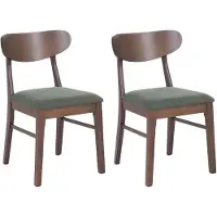 Mendler 2er-Set Esszimmerstuhl HWC-M59, Küchenstuhl Stuhl, Stoff/Textil Massiv-Holz dunkles Gestell, dunkelgrün