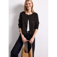 Street One Kurze Jacke mit Rundhals und Deko-Knöpfen in Black Coffee | Gr.: 36