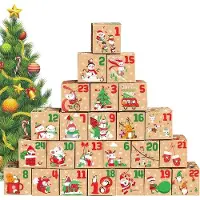 Famanu Adventskalender zum Selbstgestalten mit Boxen und Aufklebern - 24 Stück
