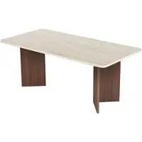 Skye Decor , Hochwertiger Esstisch 180 cm, Travertin & Milano Walnuss, 100% Melamin