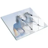 Tulup GLASPLATTE 60x52 cm Zwei Pferde Schnee