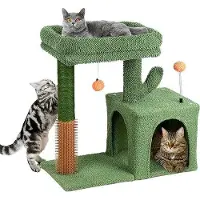 Famanu Katzenbaum Kratzmöbel - Katzenbaum mit Hängematte und schönem Katzenhaus