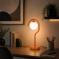 Opviq , Tischlampe, Metallkörper, Ø15 cm, E27, Braun-Orange, 100% melaminbeschichtet