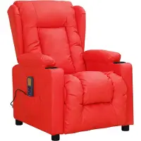 Syfax Massagesessel Rot Kunstleder mit 6-Punkt-Vibrationsmassage, manueller Liegefunktion und 2 Getränkehaltern, 96x72,5x99,5 cm