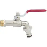 INF Messing-Gartenhahn 1/2x3/4 Nippel 9,2cm frostfest für Balkon und Garten Rot